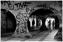 Gallery with graffiti. Paris, France ( black and white)