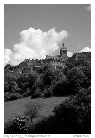 Hill of Vezelay. Burgundy, France (black and white)