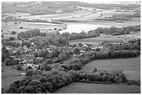 Countryside seen from the hill of Vezelay. Burgundy, France ( black and white)