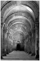 Aisle in the church of Vezelay. Burgundy, France (black and white)