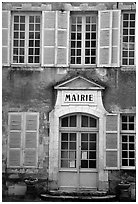 Mairie (town hall) of Vezelay. Burgundy, France ( black and white)