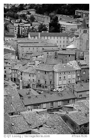 The old town of Sisteron. France (black and white)