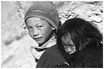 Children, Zanskar, Jammu and Kashmir. India (black and white)