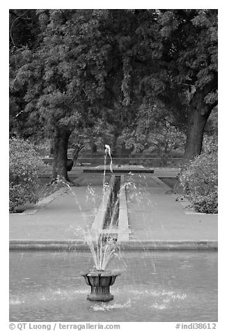 Basin and Mughal-style watercourses, Humayun's tomb. New Delhi, India (black and white)