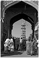 Gate leading to clock tower and Sardar Market. Jodhpur, Rajasthan, India (black and white)