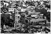 Sardar Market and bell tower seen from above. Jodhpur, Rajasthan, India ( black and white)