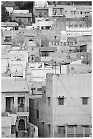 Old town houses with various shades of indigo. Jodhpur, Rajasthan, India (black and white)