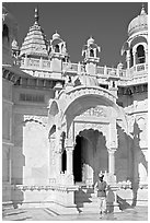 Man with turban standing in front of the entrance of Jaswant Thada. Jodhpur, Rajasthan, India ( black and white)