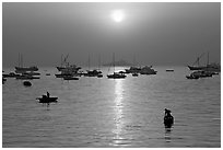 Mumbai harbor, sunrise. Mumbai, Maharashtra, India (black and white)