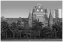 High Court, late afternoon. Mumbai, Maharashtra, India (black and white)