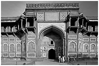 Gate of Jehangiri Mahal, Agra Fort. Agra, Uttar Pradesh, India ( black and white)