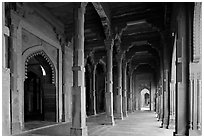 Arches and prayer hall, Dargah mosque. Fatehpur Sikri, Uttar Pradesh, India (black and white)
