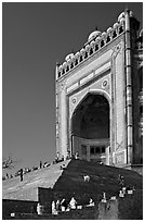 Buland Darwaza (Victory Gate), Asia's largest, Dargah mosque. Fatehpur Sikri, Uttar Pradesh, India (black and white)