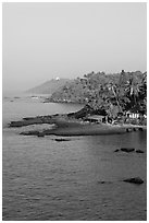 Coastline with palm trees, Dona Paula. Goa, India ( black and white)