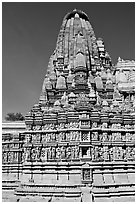 Parsvanatha, the largest of the Jain temple, Eastern Group. Khajuraho, Madhya Pradesh, India (black and white)