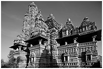 Lakshmana temple, early morning. Khajuraho, Madhya Pradesh, India (black and white)