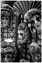 Carnival masks. Venice, Veneto, Italy (black and white)