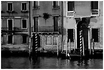 Facade along the Grand Canal. Venice, Veneto, Italy ( black and white)