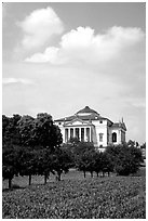 Orchard and Paladio Villa Capra La Rotonda. Veneto, Italy ( black and white)