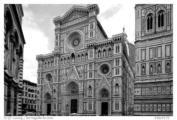 Facade of the Duomo. Florence, Tuscany, Italy (black and white)