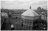 Baptistry and plazza. Florence, Tuscany, Italy (black and white)