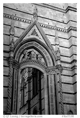 Gate in Duomo wall. Siena, Tuscany, Italy (black and white)