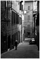 Narrow street. Siena, Tuscany, Italy ( black and white)