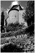 Gardens of Villa d'Este. Tivoli, Lazio, Italy ( black and white)