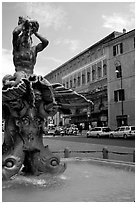 Tritone Fountain. Rome, Lazio, Italy (black and white)