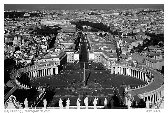 Piazza San Pietro seen from the Dome. Vatican City (black and white)