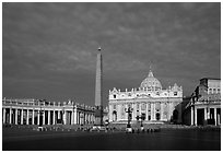 Piazza San Pietro and Basilica San Pietro (Saint Peter), sunrise. Vatican City ( black and white)