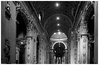 Interior of Basilica San Pietro. Vatican City (black and white)