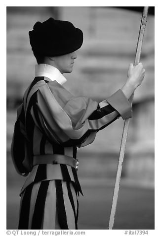Swiss guard. Vatican City (black and white)
