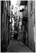 Narrow side street in Spaccanapoli. Naples, Campania, Italy ( black and white)