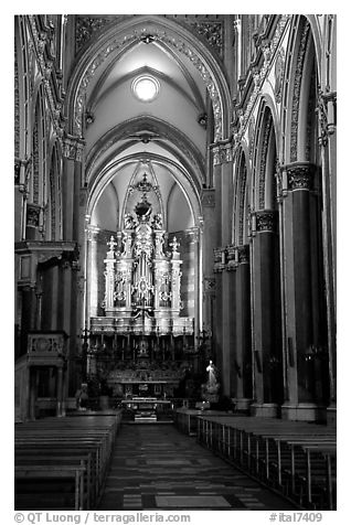 Organ inside church. Naples, Campania, Italy (black and white)