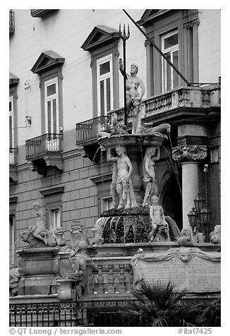 Fountain. Naples, Campania, Italy (black and white)