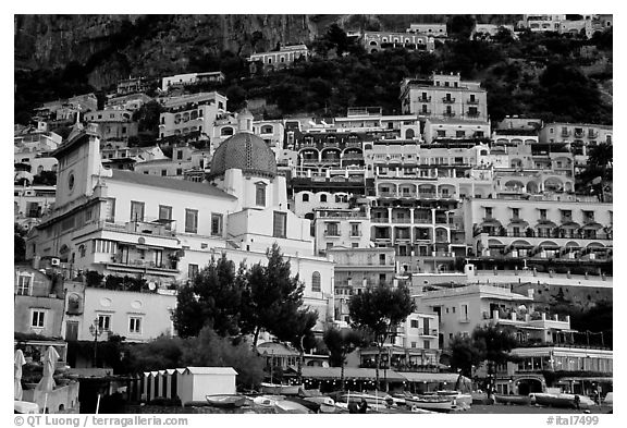 Houses built on steep slopes, Positano. Amalfi Coast, Campania, Italy