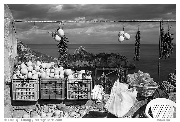 Lemons for sale. Amalfi Coast, Campania, Italy (black and white)