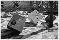 Sculptures celebrating city choice as world design capital. Seoul, South Korea ( black and white)