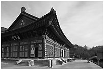 Daejeokkwangjeon (Hall of Great Silence and Light), Haein-sa Temple. South Korea (black and white)