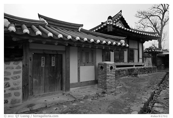 Yangodang residence. Hahoe Folk Village, South Korea (black and white)