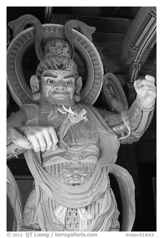 Painted statue with dragon, Bulguksa. Gyeongju, South Korea