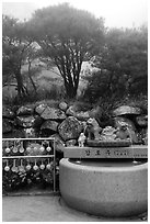 Sacred water fountain, Seokguram. Gyeongju, South Korea (black and white)