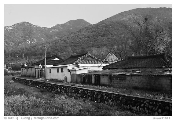 Yongjang-ri village. Gyeongju, South Korea (black and white)