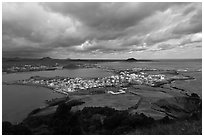 Seongsang Ilchulbong  seen from crater. Jeju Island, South Korea ( black and white)