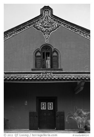 Aisle building, Cheong Fatt Tze Mansion. George Town, Penang, Malaysia (black and white)