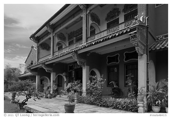 Chinese Courtyard House (Cheong Fatt Tze Mansion). George Town, Penang, Malaysia (black and white)