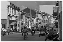 Lebuh Chulia Street, Chinatown. George Town, Penang, Malaysia (black and white)