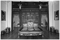 Chinese bed, Pinang Peranakan Mansion. George Town, Penang, Malaysia (black and white)