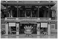 Hock Tik Cheng Sin Hokkien Temple. George Town, Penang, Malaysia (black and white)